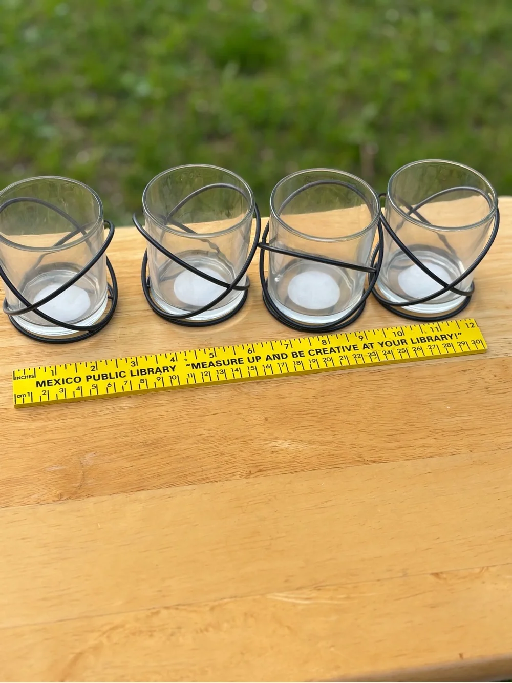 Metal-Trim Glass Votive Candle Holders - Black (Set of 8)
